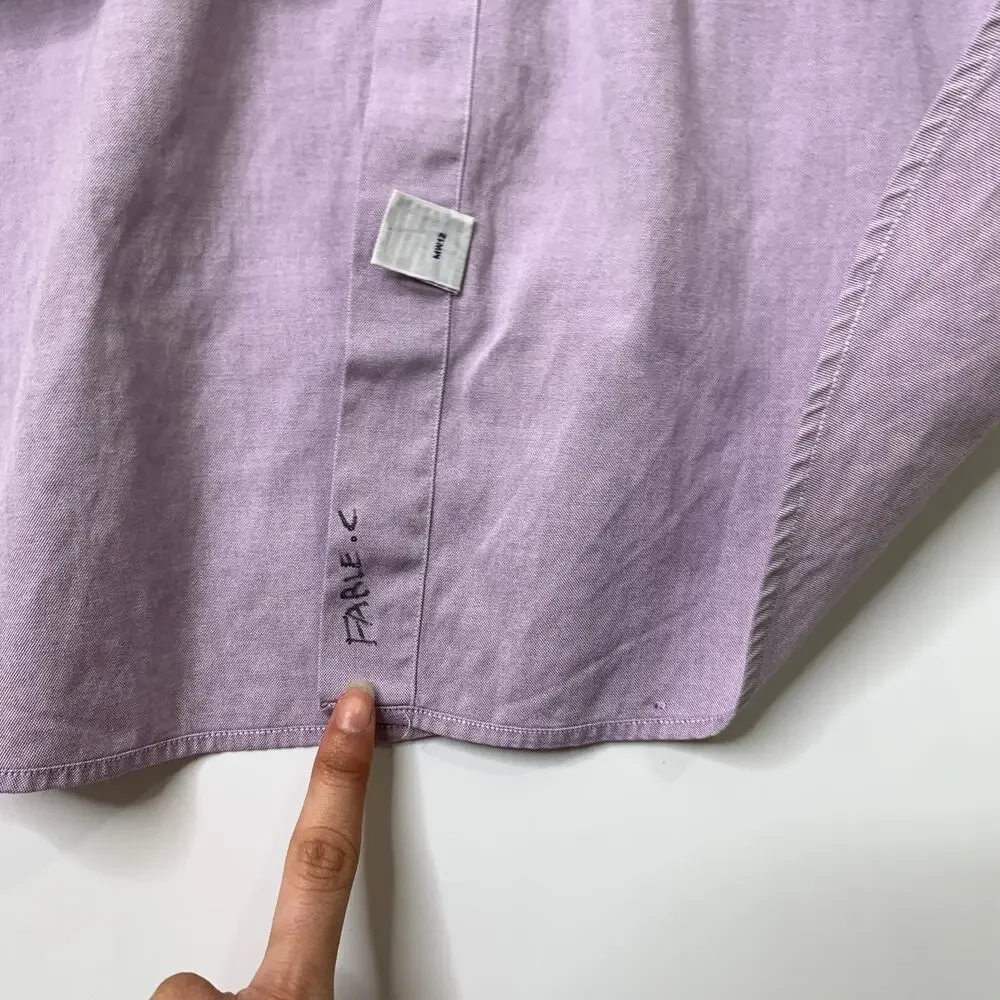 Vintage Ralph Lauren Shirt Mens 16.5 Pastel Purple Classic Fit Button Down Dress